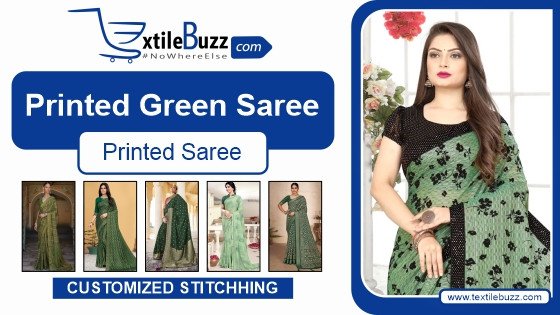 Latest designer printed green saree online for every occasion  2023