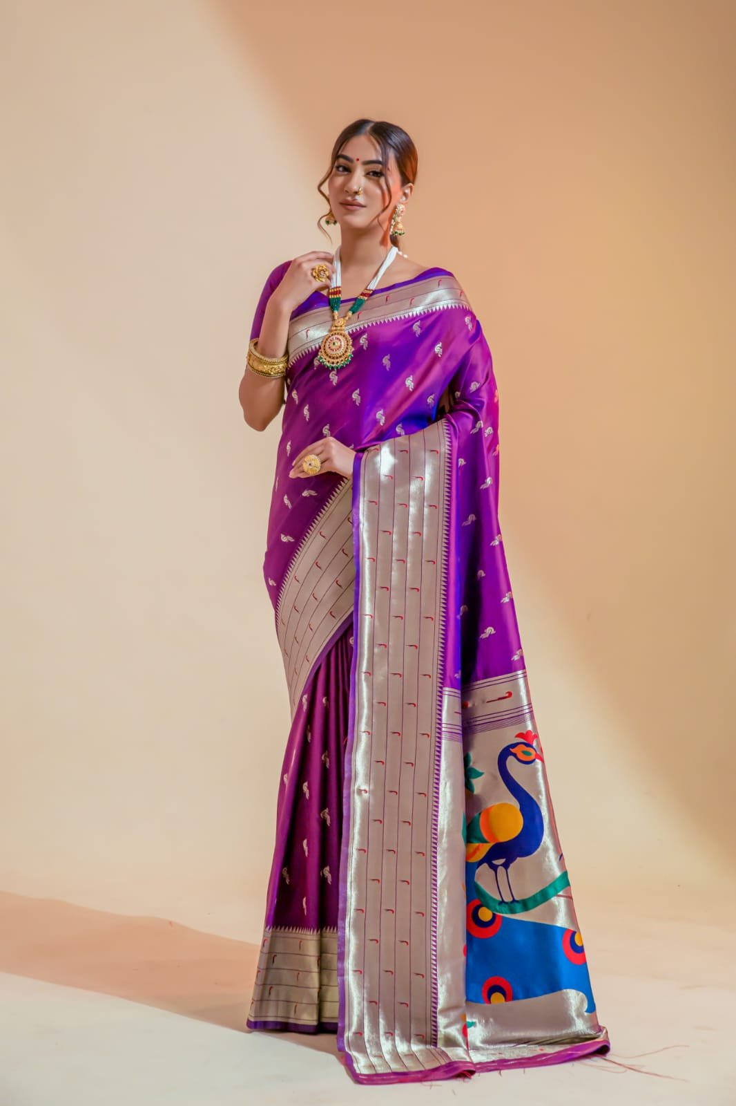 Premium Rich Look Latest Vichitra Silk Saree With Beautiful Hot Fix Diamond