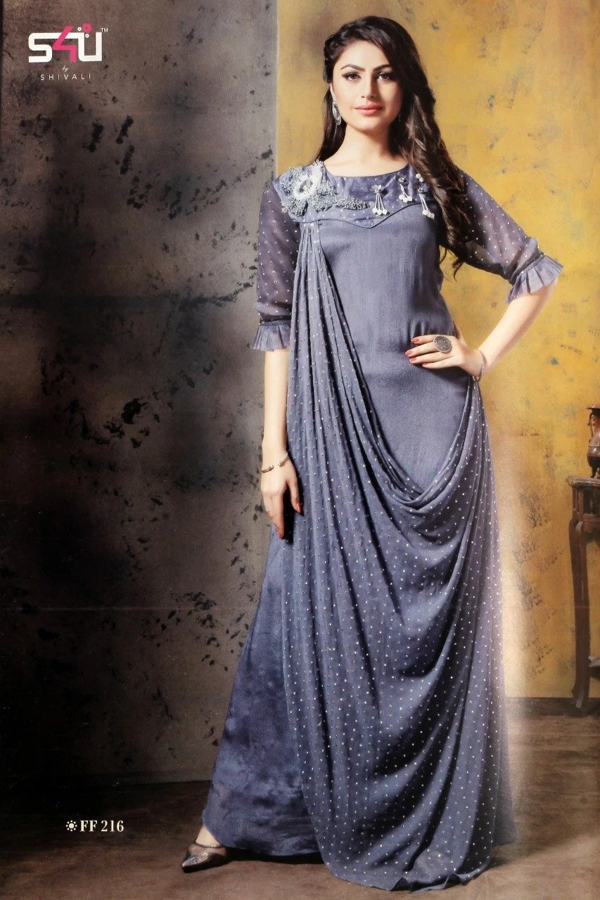 S4U PRESENT COCKTAIL VOL 3 INDIAN LONG GOWN INDO WESTERN STYLE KURTI  COLLECTION BY SHIVALI - Reewaz International | Wholesaler & Exporter of  indian ethnic wear catalogs.