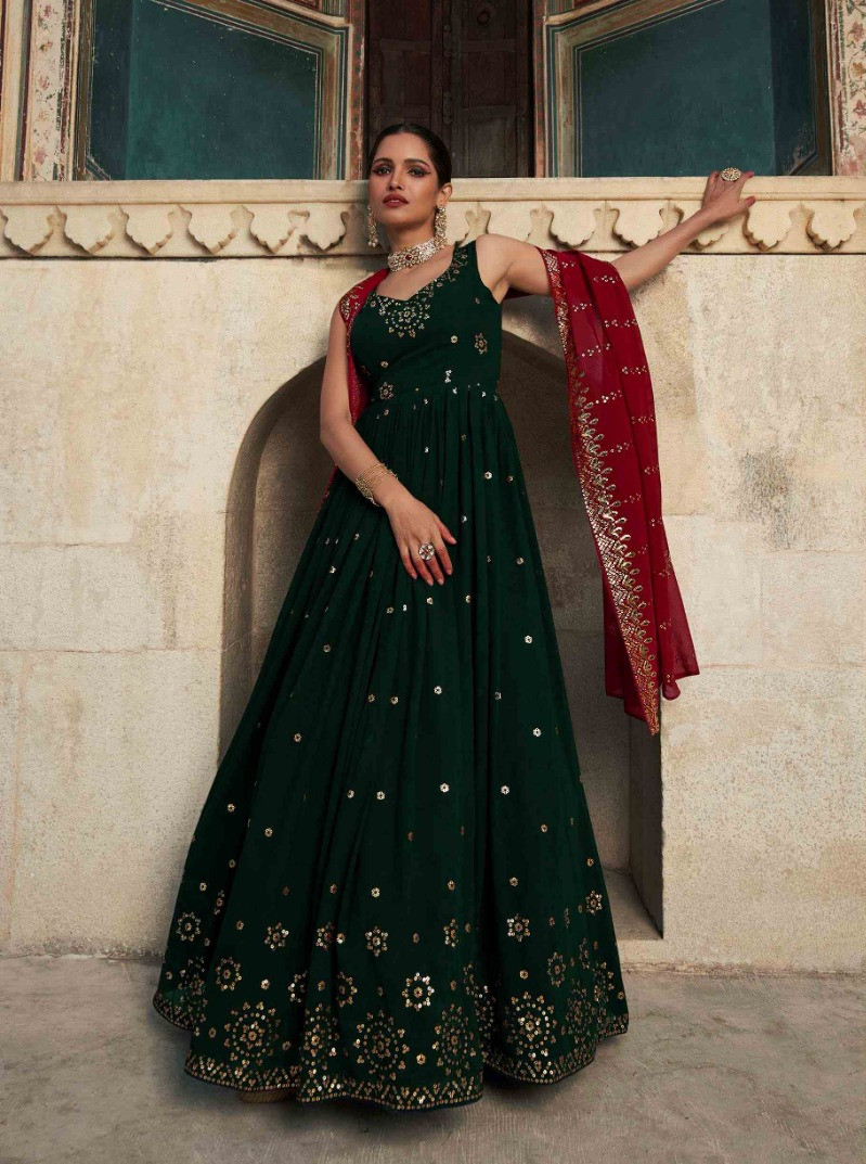 Versatile signature fancy embroidered gown catalogue from supplier wholesale  market price surat