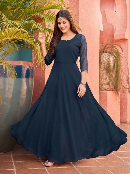 Buy Anarkali Kurta Dress Black and Golden Printed Cotton Online in India -  Etsy