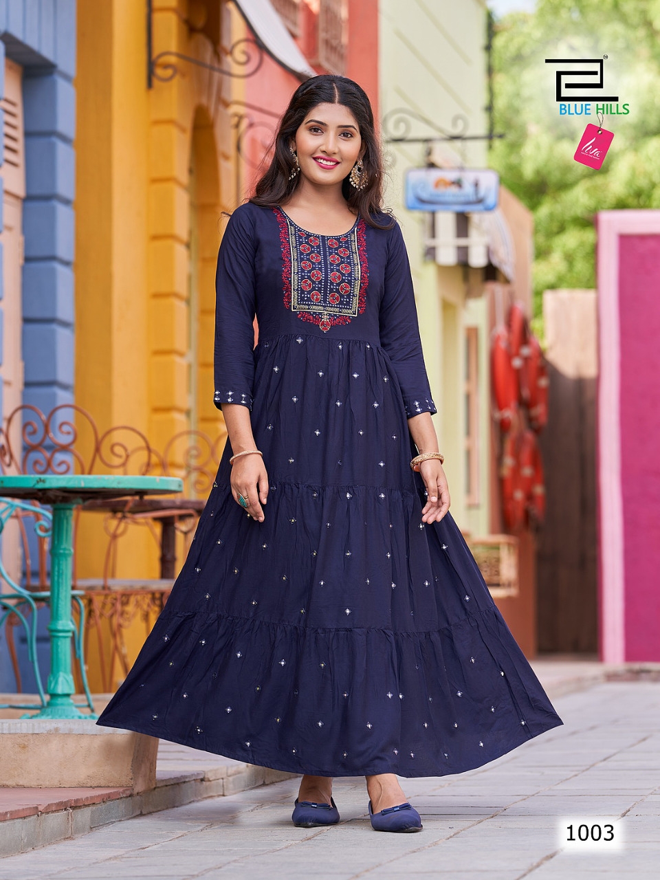 Blue Hills Rasberry Festive Wear Anarkali Kurti Collection