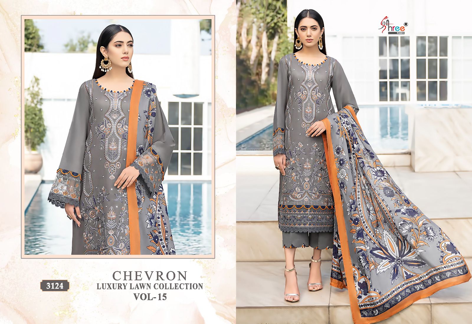 Shree Chevron Luxury Lawn Collection Vol 15 collection 9