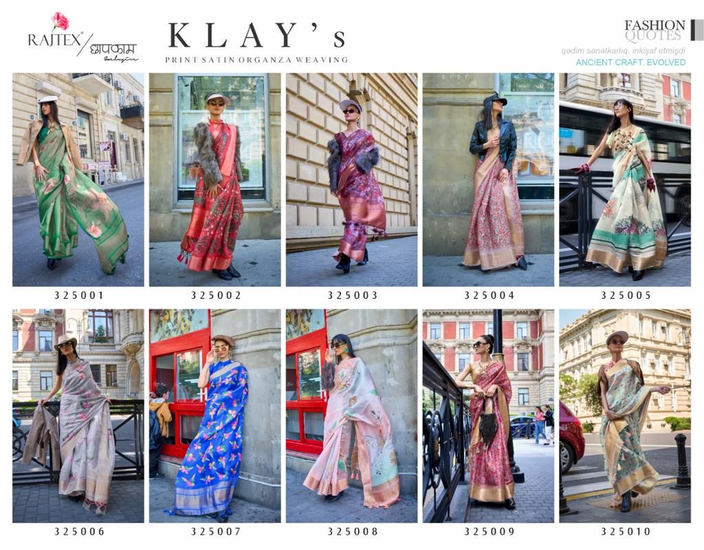 Rajtex Klays Printed Organza Weaving Saree Collection collection 7