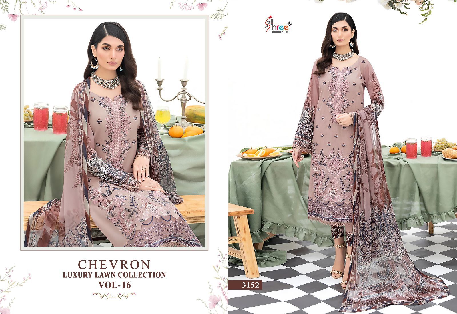 Shree Chevron Luxury Lawn Collection Vol 16 collection 7