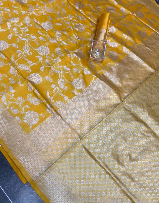 DDF Yellow Flower Designer Party Wear Saree Collection collection 3